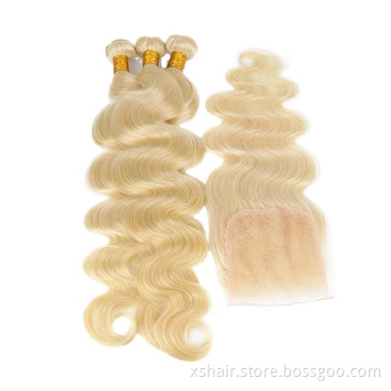 Hot selling body 100% virgin blonde 613 russian human hair bundles ,Raw 613 Virgin Blonde Human Hair Vendors